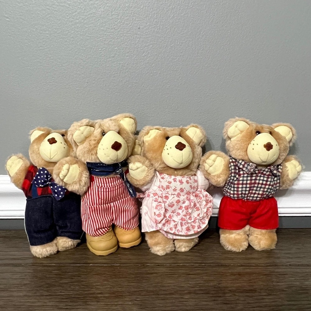 Vintage 1986 Furskins Wendy's Teddy Bears Stuffed Animal Toy Bundle‎